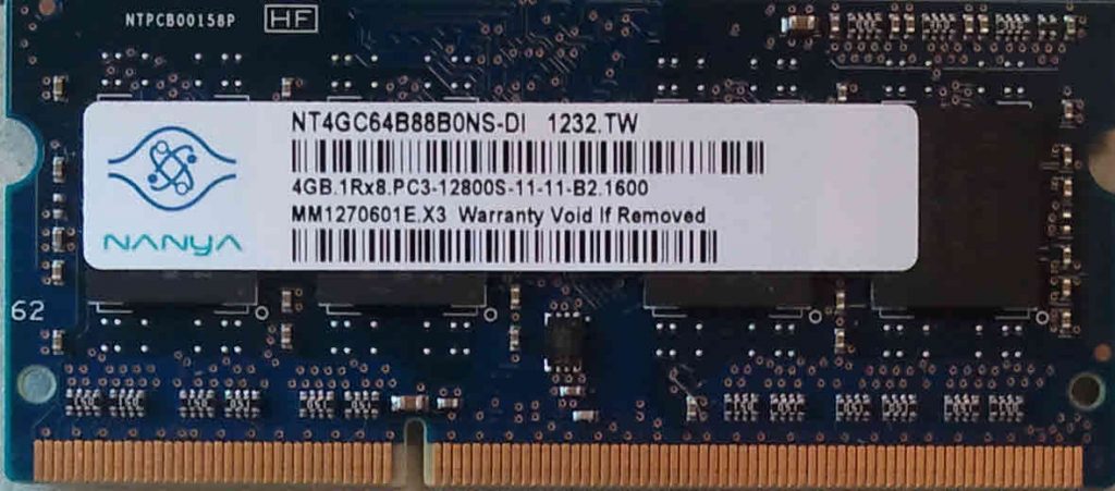 4gb 1rx8 Pc3l 12800s 11 11 B2 4GB 1Rx8 PC3-12800S-11-11-B2 Nanya – Laptop SODIMM