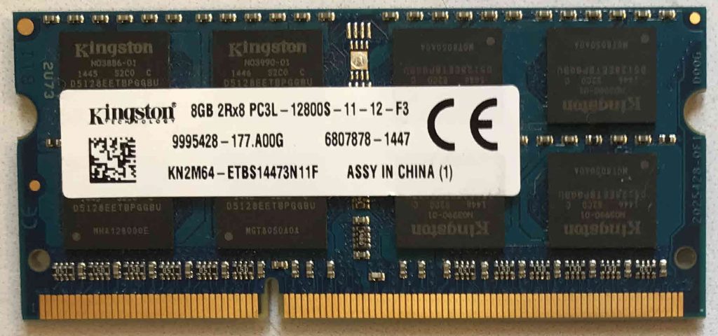 8GB 2Rx8 PC3L-12800S-11-12-F3 Kingston – Laptop SODIMM