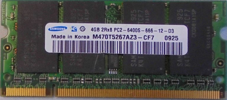4GB 2Rx8 PC2 6400S 666 12 D3 Samsung   Laptop SODIMM