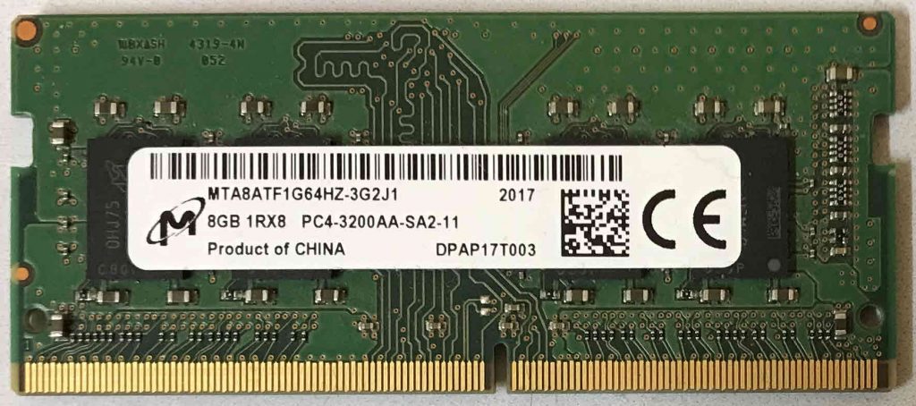 Micron 8GB 1Rx8 PC4 2400T SA2 11 MTA8ATF1G64HZ 2G3E1, Laptop RAM